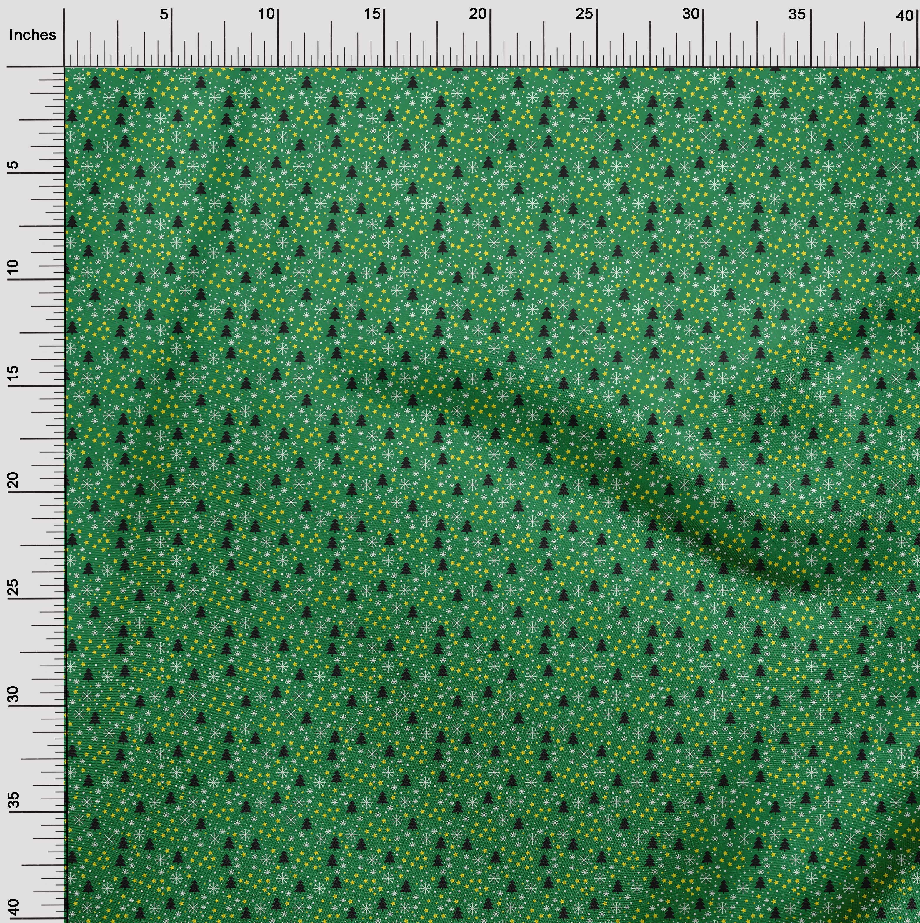 oneOone Cotton Jersey Green Fabric Merry Christmas Diy Clothing Quilting Fabric Print Fabric By Yard 58 Inch Wide
