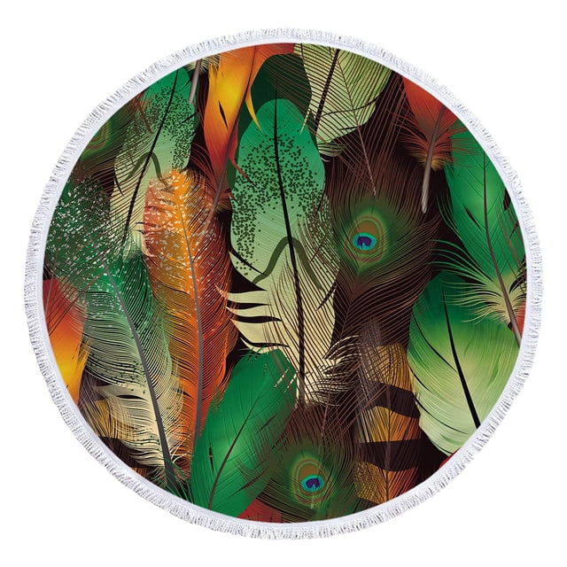 Serviette de Plage Ronde en Microfibre Imprimée Super Colorée Serviette de Bain Anti-Sable Couverture de Plage Tapis de Plage Serviette Multi-Usage pour Voyage Piscine