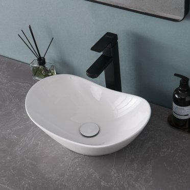 Miligore Modern Ceramic Vessel Sink – 16" Flared Square White For Bathroom Vanity
