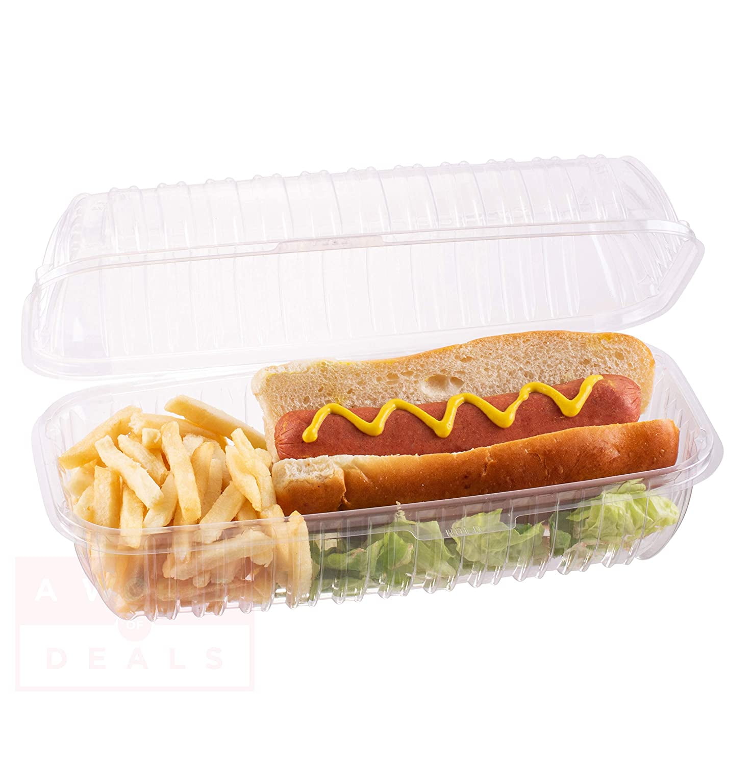 Clamshell Hoagie Clear Hinged [50 Pack] Take Out Plastic