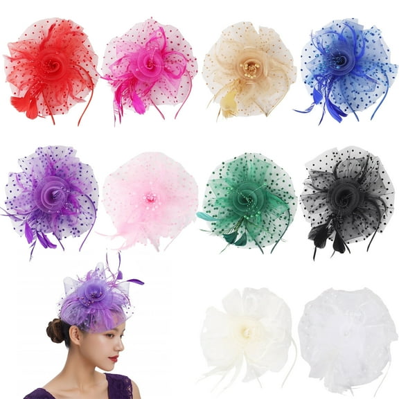 10 Pcs Vintage Fascinators, Women's Headband Hats, Floral Feather Mesh Headpieces with Clips, Diverse Colors, Ideal for Cocktail Parties, Weddings, Tea Parties