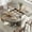 Vintage gray, variant on Extendable Farmhouse Dining Table for 4-8 – Round to Oval Wooden Table – Sturdy Metal Frame – Space-Saving Design – Arched Legs – Ideal for Apartment or Dining Room – Walnut