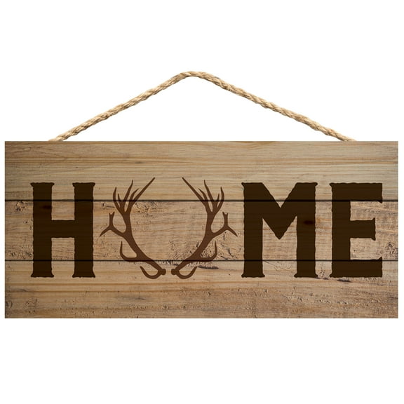 Home Deer Antlers Natural 10 x 4.5 Wood Wall Hanging Plaque Sign