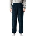 thumbnail image 2 of Men's Fuzzy Plush Flannel Pajama Pants, Fleece Fluffy Pj Pants for Men, Warm Winter Cozy Lounge Sleepwear Bottoms Size XL Navy, 2 of 9