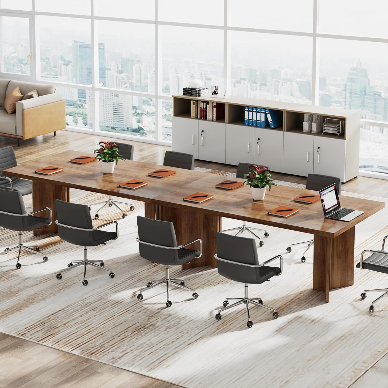 Tribesigns 63" Executive Desk, Vintage Wood Office Computer Desk Workstation for Home Office, Walnut