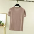 thumbnail image 6 of GaThRRgYP Womens Tops Summer,Fashion Women's Summer Casual Solid Color Loose Short Sleeve V-Neck Blouses Shirts Coffee M, 6 of 6