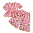 thumbnail image 2 of Amidoa Girls Summer Outfits 2 Piece Print Short Sleeve Cute Top and Casual Pants Kids Clothing Sets Multicolor Size 10, 2 of 6