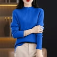 thumbnail image 2 of Duoif Women's Sweaters, Women's 2025 Turtleneck Sweater - Ribbed Knit Basic Top Fall Sweaters for Women Dark Blue S, 2 of 5