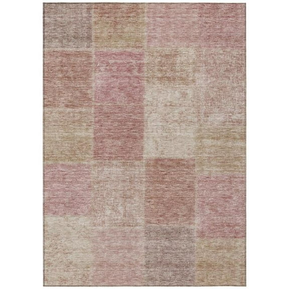 HomeRoots 580679 8 x 10 ft. Patchwork Washable Indoor & Outdoor Rectangle Area Rug, Blush, Pink & Mauve