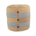 thumbnail image 3 of LR Home Medium Striped Indoor Cylinder Pouf, Tan/Gray, 16" x 16" x 16", 3 of 7