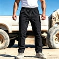 thumbnail image 2 of cllios Cargo Work Pants for Men Outdoor Carpenter Pants Loose Fit Drawstring Elastic Waisted Straight Leg Trousers with Multi Pockets for Tools Black XXL, 2 of 10