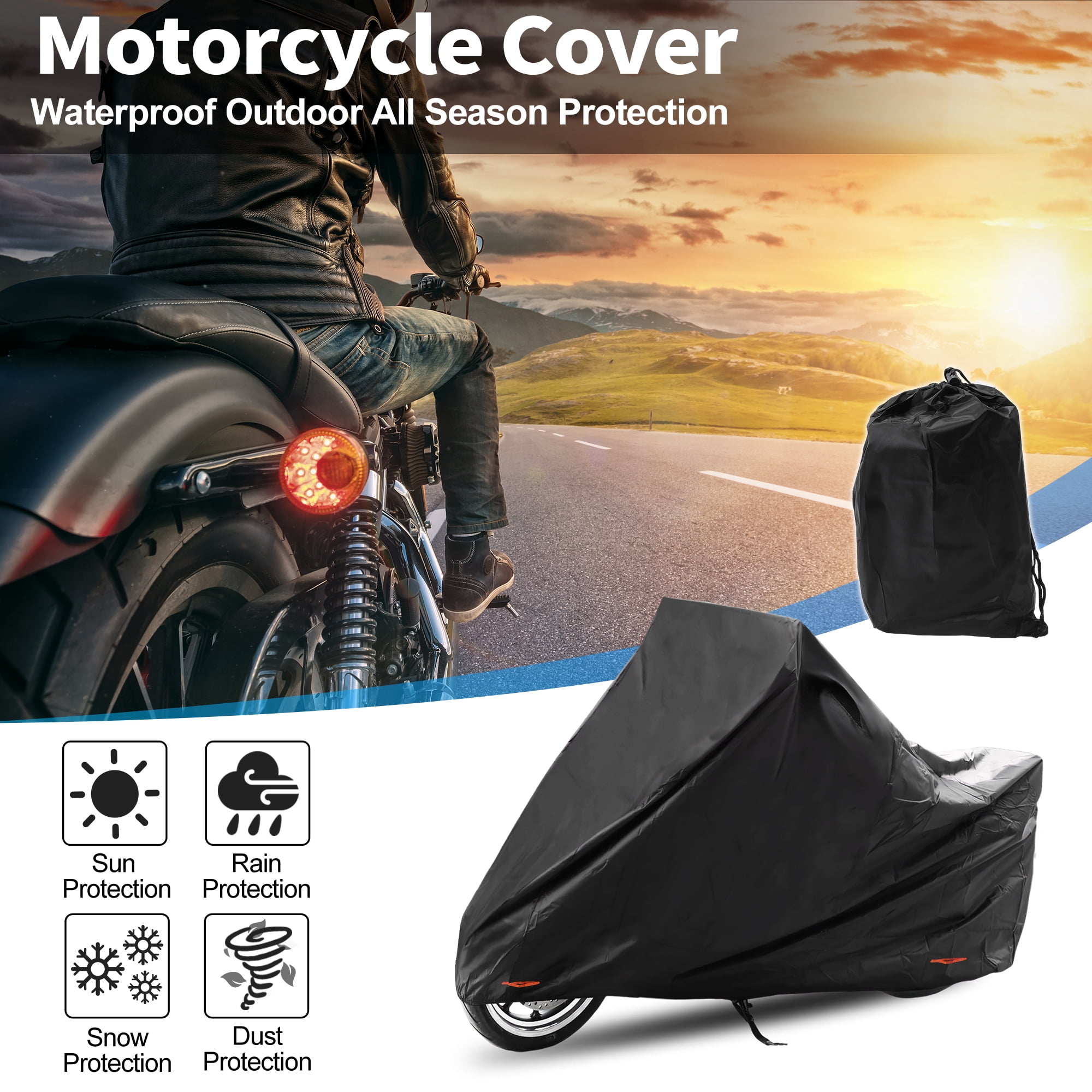Unique Bargains Full Cover Motorcycle Cover 210D-PU Black for Suzuki V-Strom 250 2022-2024 Outdoor Waterproof Motorbike Cover