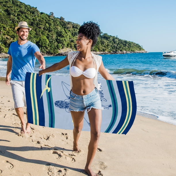 XWSHYW Playa Toalla de Playa Rectangular Toalla de Fibra Fina Estera de Playa Toalla de Baño Mantón Absorción de Agua Portátil y de Secado Rápido para Todas Las Estaciones Tamaño Universal Lo Suficie