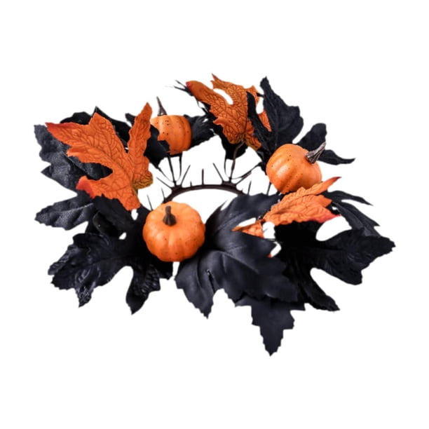 Corona de Halloween BLESIY Decoraciones colgantes artificial de 25 cm Naranja