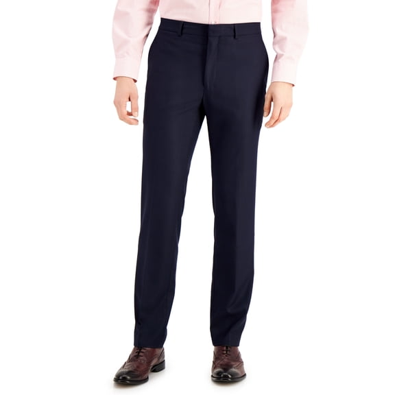 Kenneth Cole Mens Slim fit Dress Pants 38 / 32 Navy Blue Solid Stretch