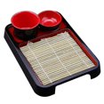 thumbnail image 2 of 1 Set Of Japanese Style Cold Noodle Tray Rectangular Soba Noodles Plate With Bamboo Mat Xixi, 2 of 2