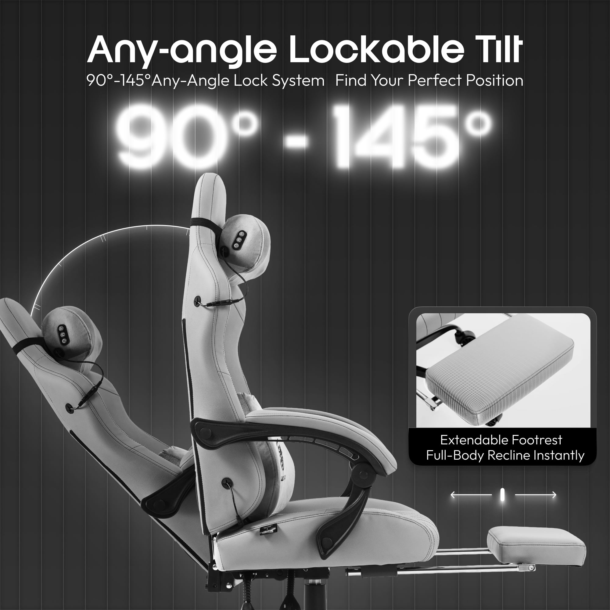 GOOSEA Gaming Chair with Shiatsu Massage for Neck, Lumbar Support, Ergonomic High Back Recliner for Home Office, Adjustable Height Computer Desk Chair with Premium Comfort Design, Gray