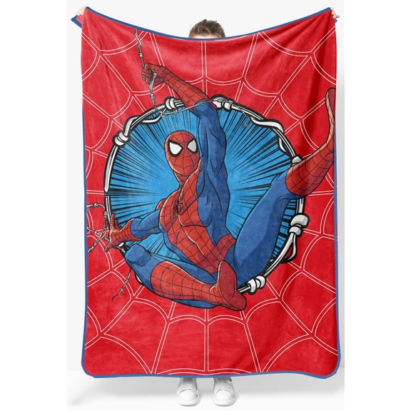 Jay Franco Kids Plush Throw Blanket – Soft & Cozy Fleece Throw for Bedroom & Couch Décor, Official Licensed Product, Red - Spiderman, 46x60 - Throw Blanket