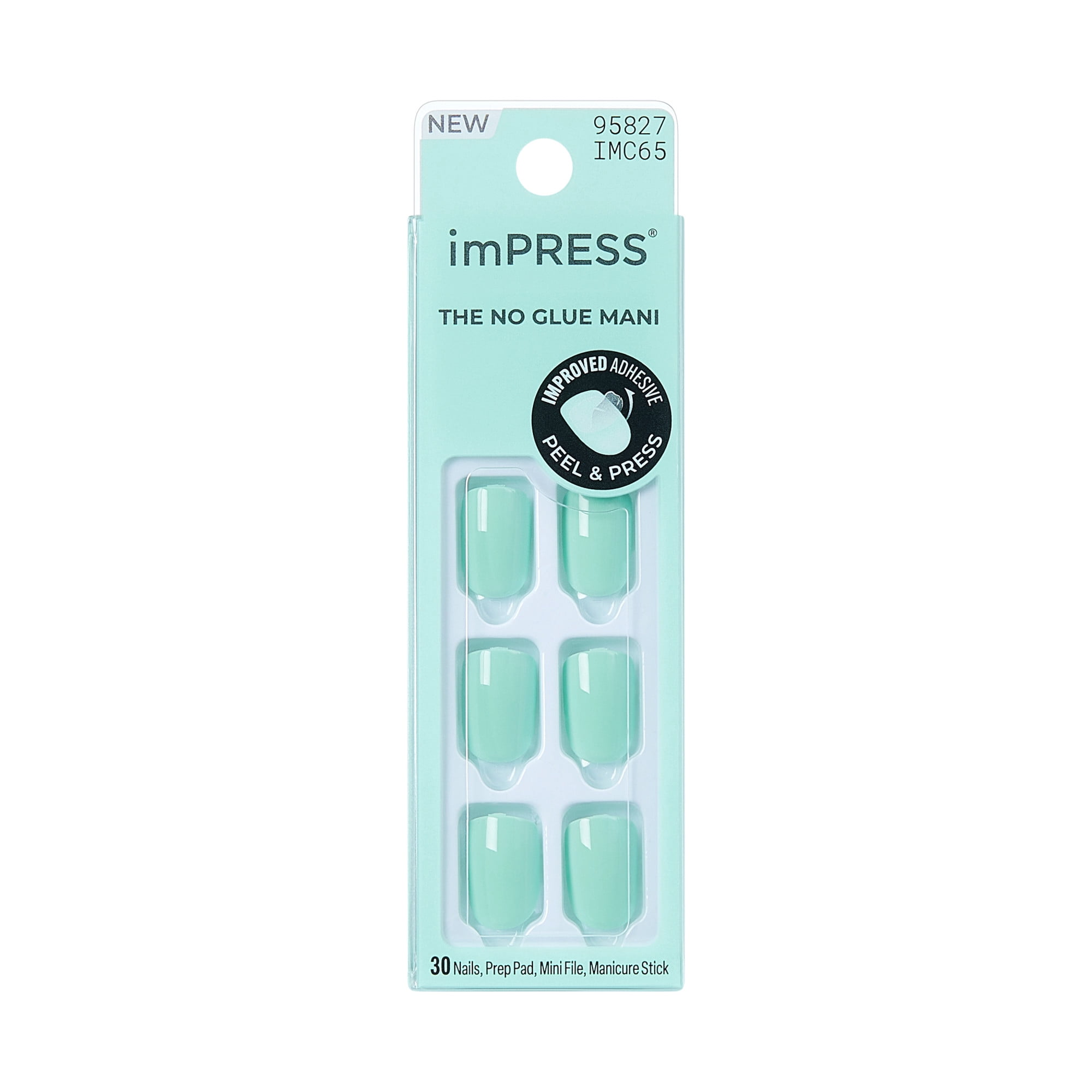 KISS imPRESS Color Nails - Get Closer, Green, Squoval, Short