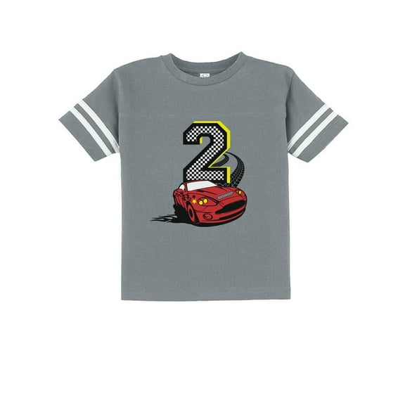 TeeStars - 2nd Birthday Race Car Party 2 Year Old Boy Toddler Jersey T-Shirt 3T Gray