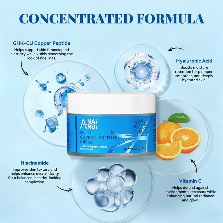 ghk cu and vitamin c ANAiRUi GHK-Cu Copper Peptide Cream, 2.4% Copper Tripeptide + 13 Multi-Peptides, Hyaluronic Acid Daily Moisturizer for Dry Dull Skin, 1.7 oz bright and dewy. 14 of the 19 pen Quantity:10 bottles