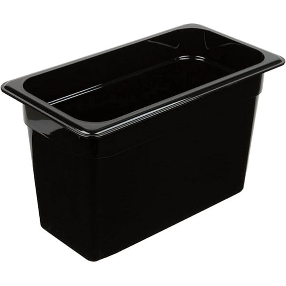 TrueCraftware- Third Size 8” Deep Food Pan Polycarbonate Black Color- Food Storage Containers Plastic Food Pan Restaurant Commercial Hotel Pans for Food Prep Fruits Vegetables Beans Corns