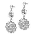 thumbnail image 2 of 14k White Gold Diamond Cut Sunflower Style Double Drop Earrings, 2 of 7