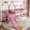 Pink, variant on Harper & Bright Designs Twin over Twin Bunk Bed with Storage Stairs, Metal House Bunk Bed Frame with Slide and Guardrails for Boys Girls, Black