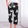 thumbnail image 2 of YDLCAFD Women's Spring And Summer Printed Lace Up Pocket Loose Wide Legged Capris (5), 2 of 4