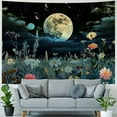thumbnail image 4 of PRATYUS  Moonlit Garden Tapestry Moon Tapestry Flower Tapestry Colorful Plants Tapestry Black Tapestry Floral Tapestry Wall Hanging Decor for Room 40x60inch, 4 of 6
