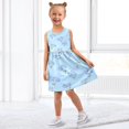 thumbnail image 5 of Girls' Summer Sleeveless Dress Soft Cotton A-Line Dress Blue Flowers Pattern 8Y, 5 of 7