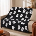 thumbnail image 6 of Fllostpr Halloween 39 x 29 in Spooky Ghost Blanket, Black Soft Flannel Throw Blanket Decorations for Couch, Bed, Sofa & Party, 6 of 7