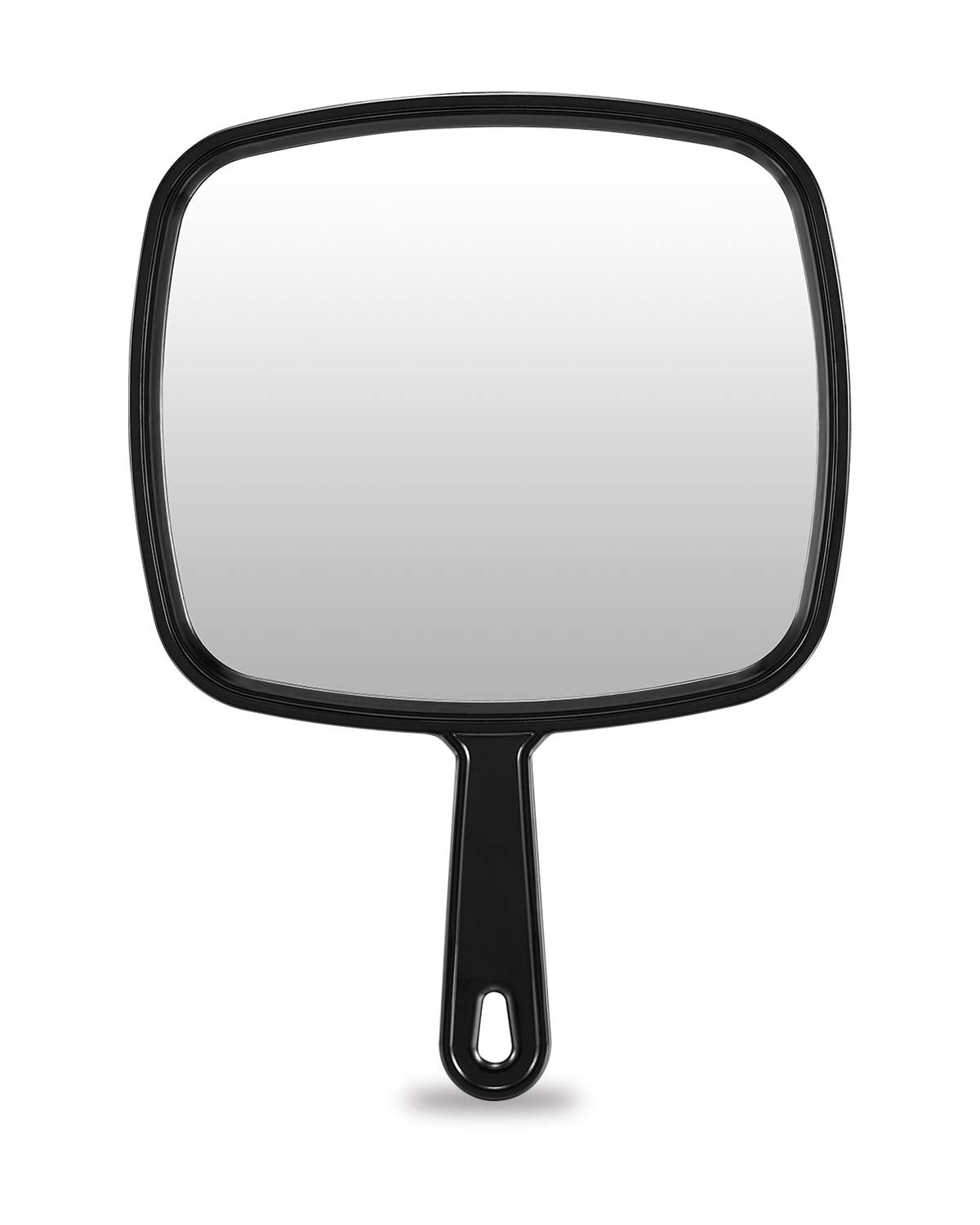 Nicole Fantini's Professional Salon Hair Stylist Large Handheld Mirror w/Handle Wide Angle Barber Hairdressing Mirror Square Makeup Mirror: Black