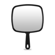 Nicole Fantini's Professional Salon Hair Stylist Large Handheld Mirror w/Handle Wide Angle Barber Hairdressing Mirror Square Makeup Mirror: Black