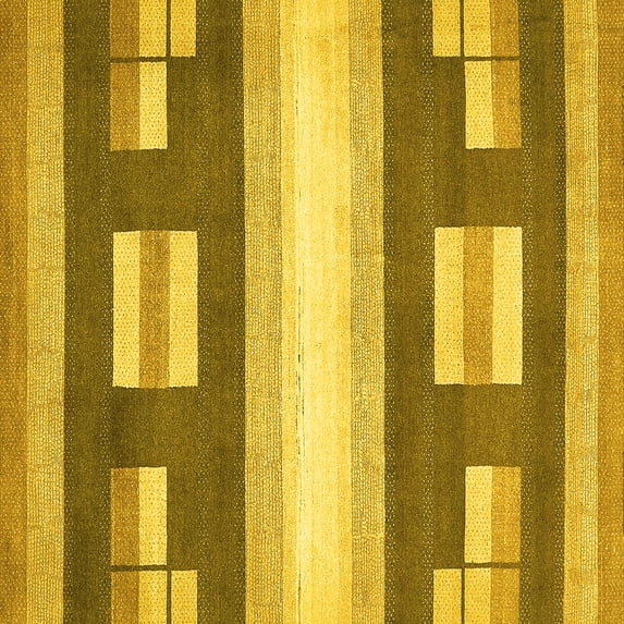 Ahgly Company Indoor Square Abstract Yellow Modern Area Rugs, 8' Square