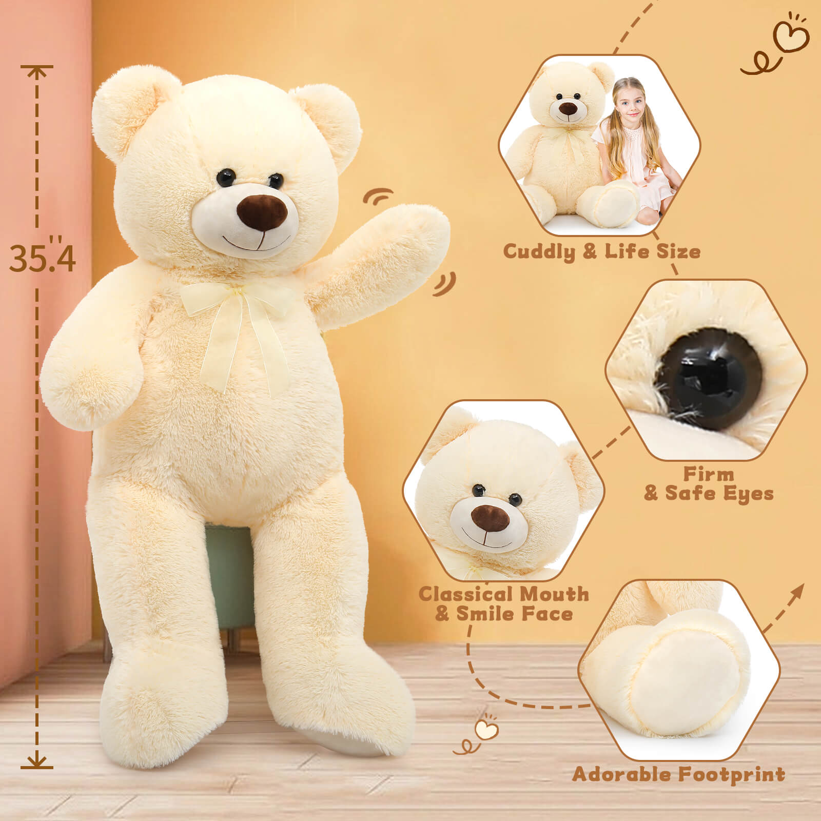 Morismos Giant Teddy Bear 35.4-Inch Plush Toy photo 6