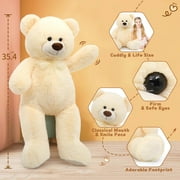 MorisMos Giant Teddy Bear 35.4 Giant Stuffed Animal Big Bear Plush Toy