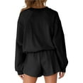 thumbnail image 3 of Conjuntos de Dos Piezas para Mujer, Otoño 2025, con Mangas Murciélago Extragrandes, Top y Pantalones Cortos Informales, Chándal. Negro M, 3 of 10