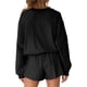 thumbnail image 3 of Conjuntos de Dos Piezas para Mujer, Otoño 2025, con Mangas Murciélago Extragrandes, Top y Pantalones Cortos Informales, Chándal. Negro L, 3 of 10