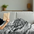 thumbnail image 3 of Sketchy Soft Flannel Fleece Throw Blanket, Hand Drawn Style Image of an Siberian Lion Head Art Print, Cozy Plush for Indoor and Outdoor Use, 50" x 60", Pale Grey White, by Ambesonne, 3 of 5