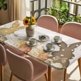 thumbnail image 3 of Easter Bunny Table Cloths for 6 Foot Rectangle Tables, Spring Vintage Country Eggs Flower Plant Patio Waterproof Elastic Fitted Tablecloths, Washable Rectangular Table Cover for Camping, 3 of 8