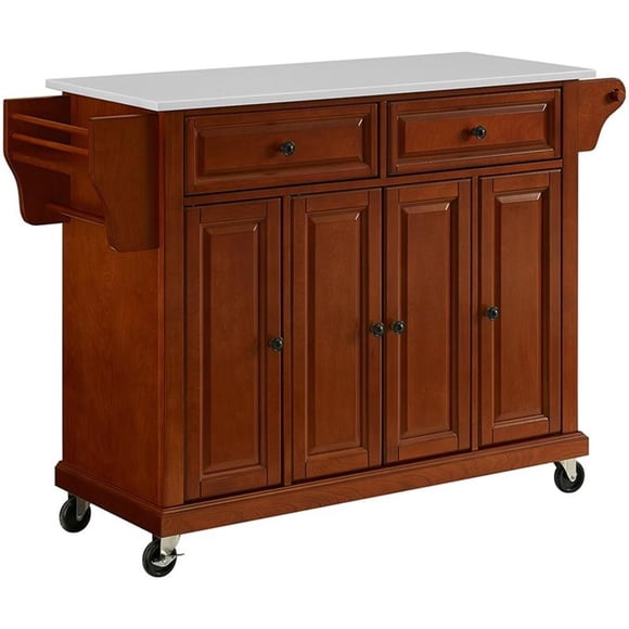 Crosley Furniture Chariot de Cuisine à Dessus en Bois et Granit, Cerisier/gris