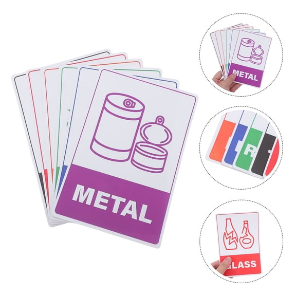 OUNONA Colorful Self-Adhesive Recycling Bin Labels for Waste Containers, and Easy to Apply