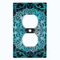 thumbnail image 2 of Metal Light Switch Plate Cover Teal Black Mandala Circle Tile Pattern MDL009, 2 of 13