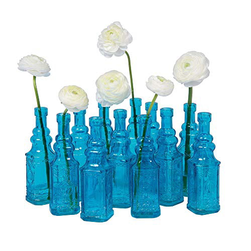 Whole Housewares 10.5 H 18 Ounce Blue Glass Decorative Bottles Fish Shaped Bottles with Cork Set of 2