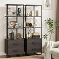 thumbnail image 7 of GAOMON Bookcases, Brown, 4-Tier Industrial Bookshelf with 2 Drawers, Metal Frame Wood Storage Rack, X-Structure Back, Standing Organizer for Living Room, Bedroom, Office, 7 of 7