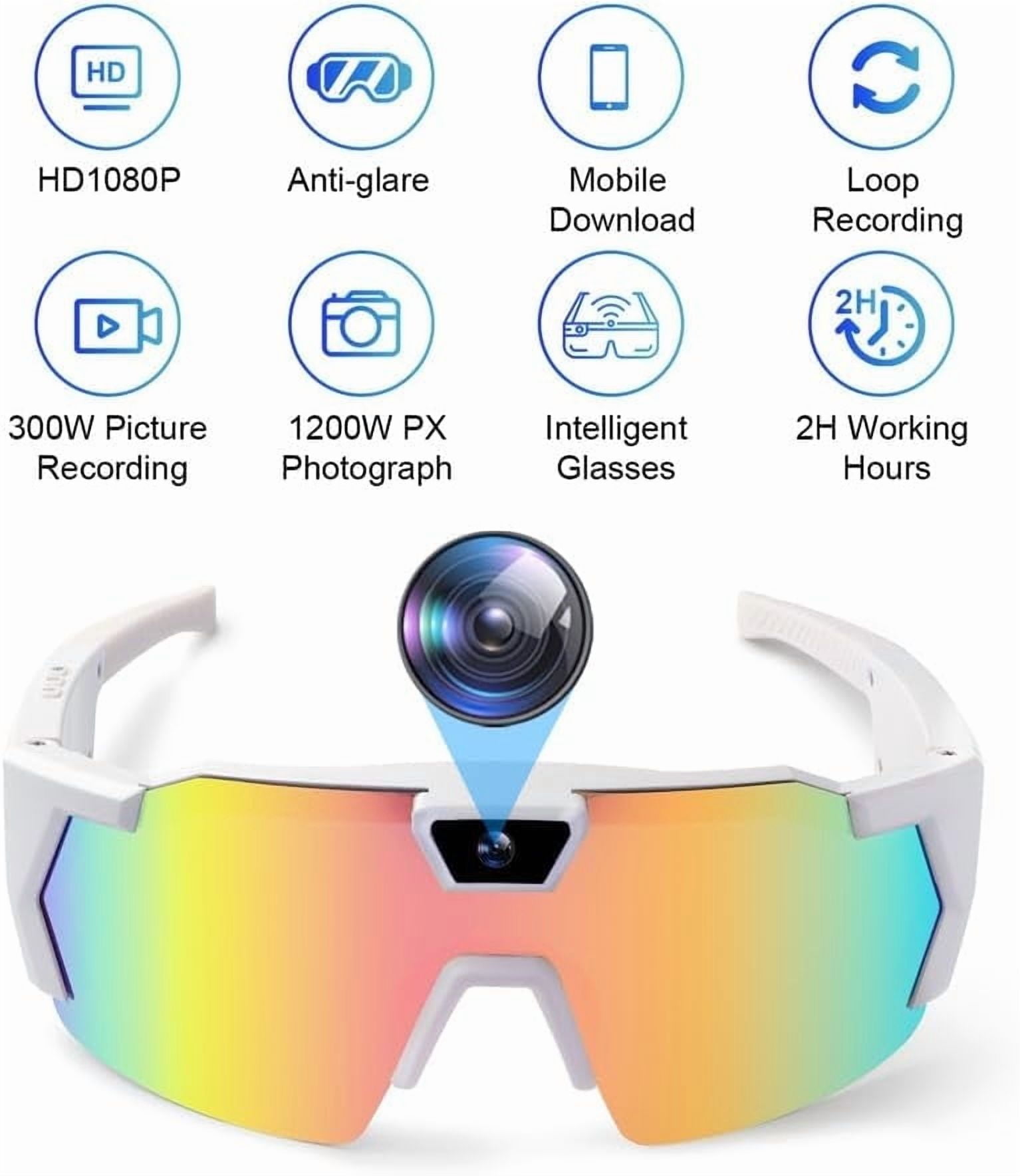 Glasses 4K Baseball Glasses with Camera Smart Camera Glasse for Men Women Sunglasses with Cameras and Audio Video Recording Glasse and WiFi Action Sports for Cycling Hiking