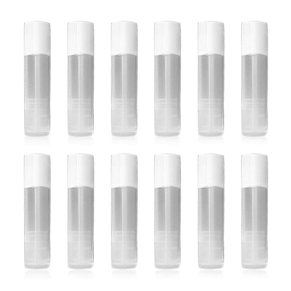 Tubos de envase vacíos para bálsamo labial, 3/16 oz (5,5 ml), paquete de 12; Color natural (translúcido)