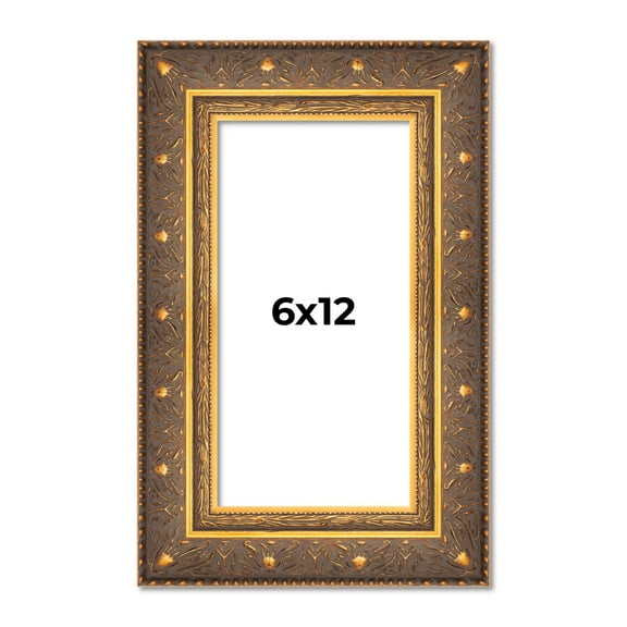 6x12 Frame Vintage Gold Solid Wood Picture Frame | 2.5 Inch Moulding Width | Ornate Bronze Museo