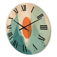 thumbnail image 3 of Designart 'Abstract Blue Mountains With Red Moon I' Modern Wood Wall Clock, 3 of 5